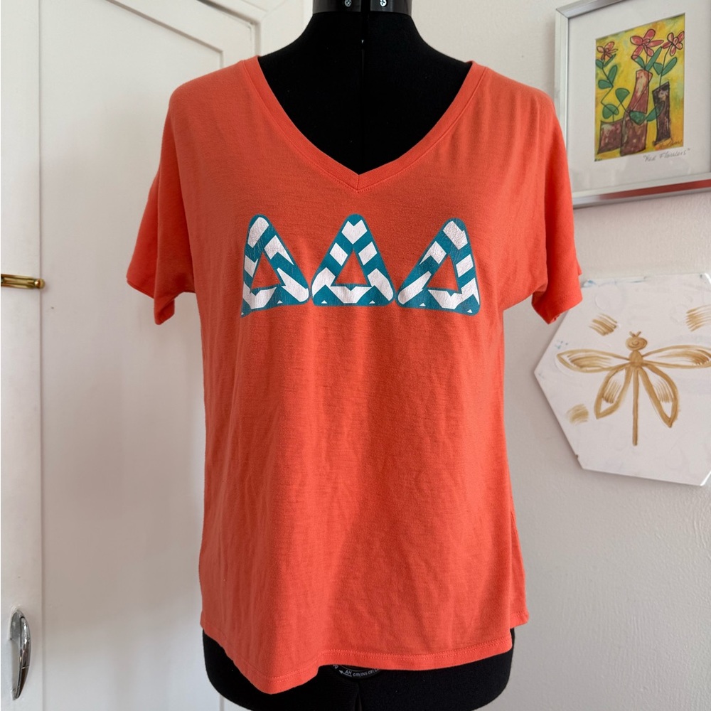 Orange V-Neck Tri Delta Tee - S